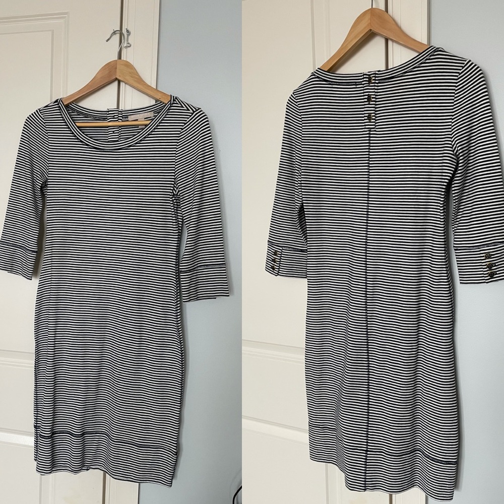Banana Republic Navy White Cotton Stripe Dress